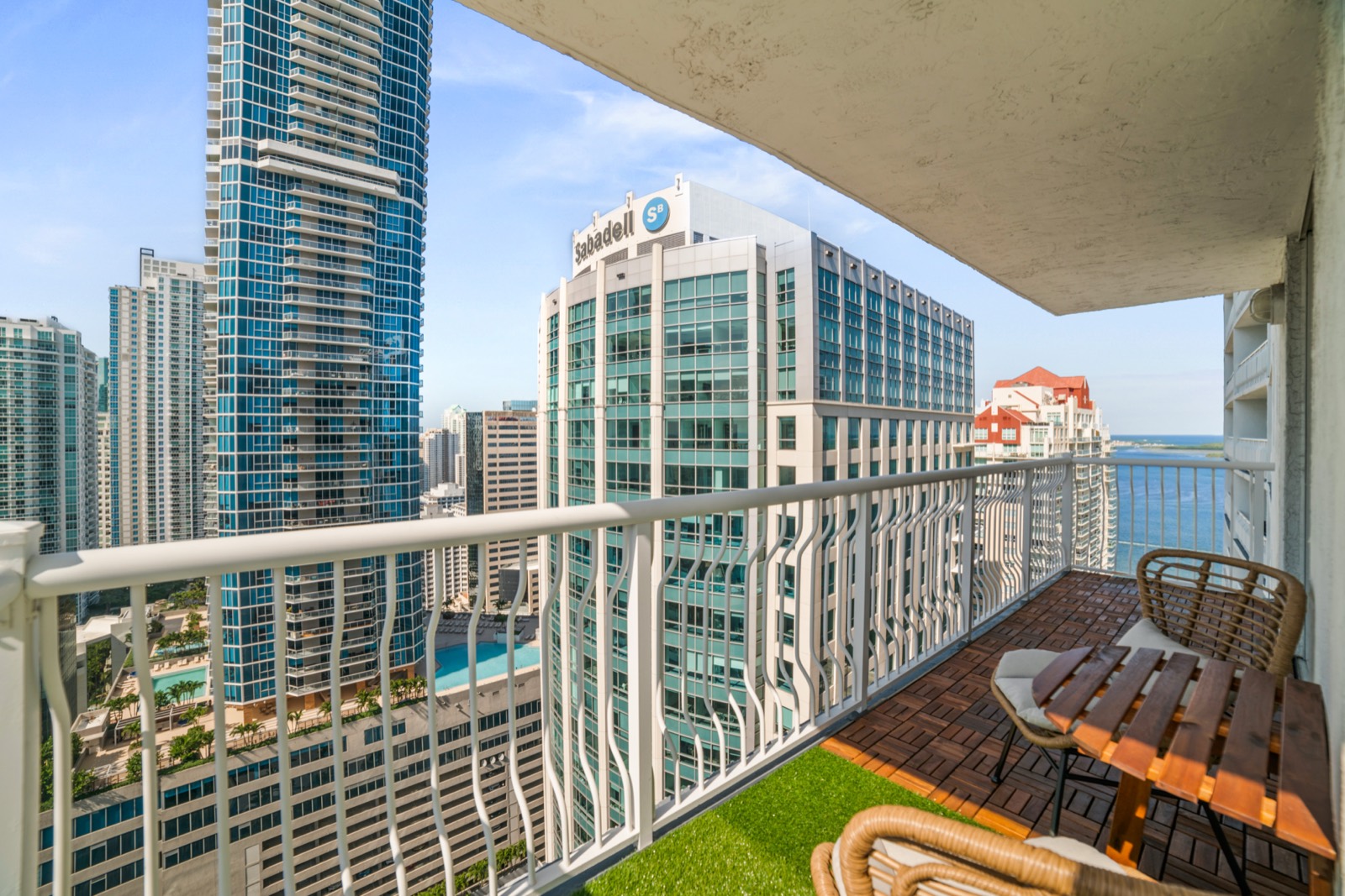 Private wraparound balcony with skyline views